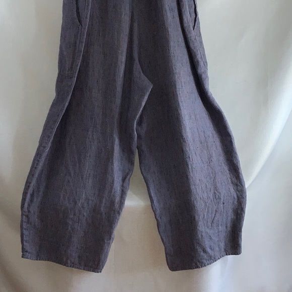 812 Rare Vintage Flax by Jeanne Englehart Linen Purple Cropped Overalls Jumpsuit - Picture 7 of 14